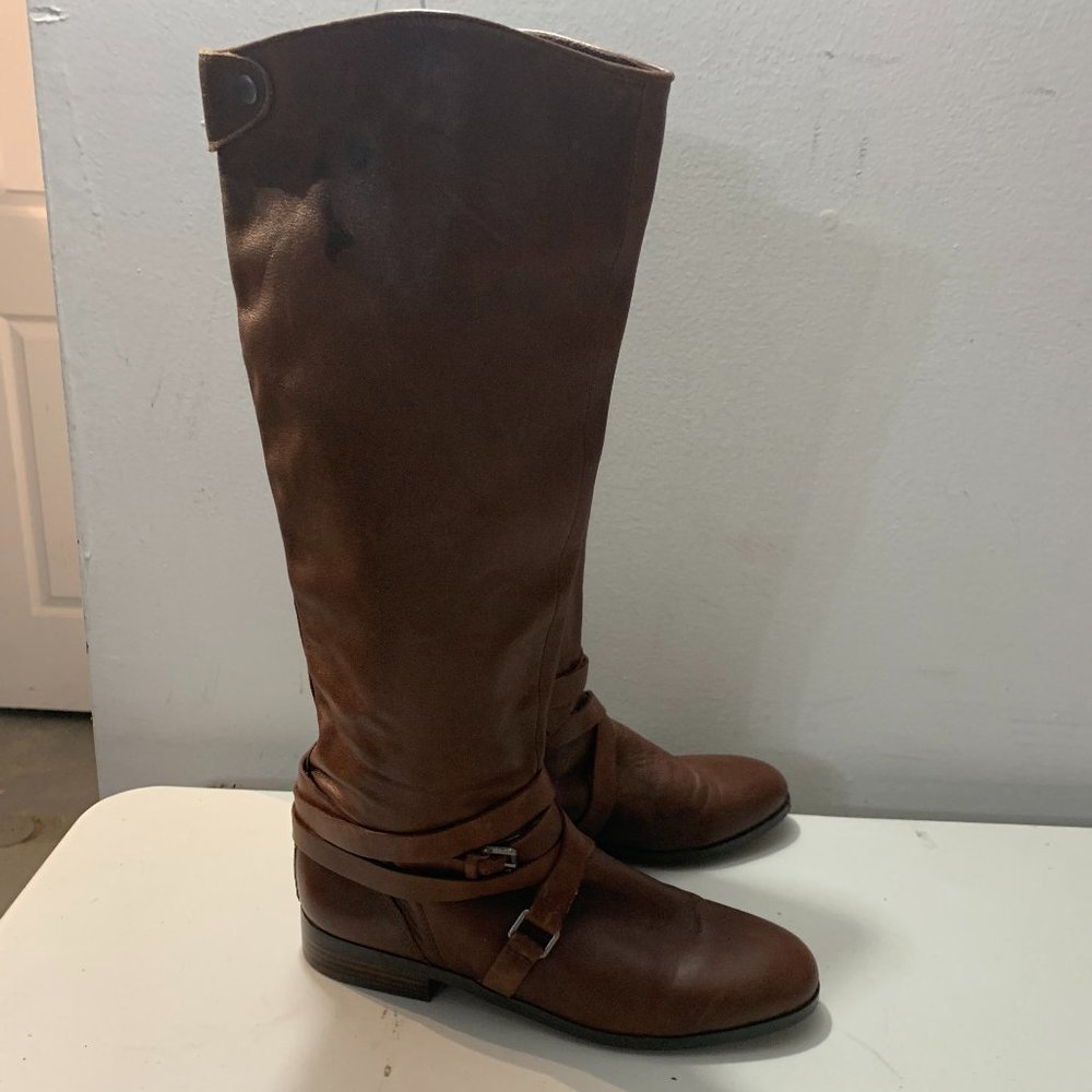 Dolce Vita Brown Leather High Boots Women's Size 7.5 - Picture 1 of 8
